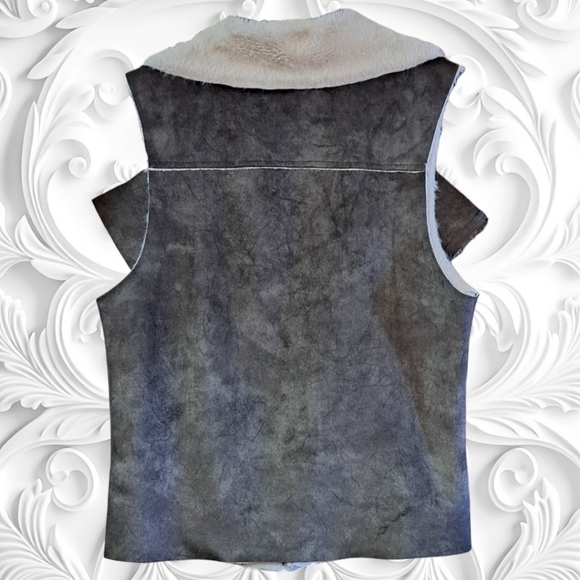 Anthropologie Lost April Faux Leather Fur Vest Size Small - Picture 3 of 6